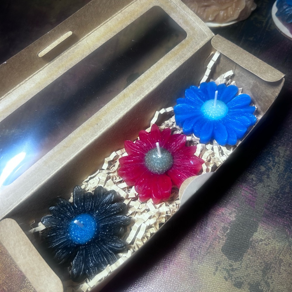 Set of Three Flower Shaped Candles